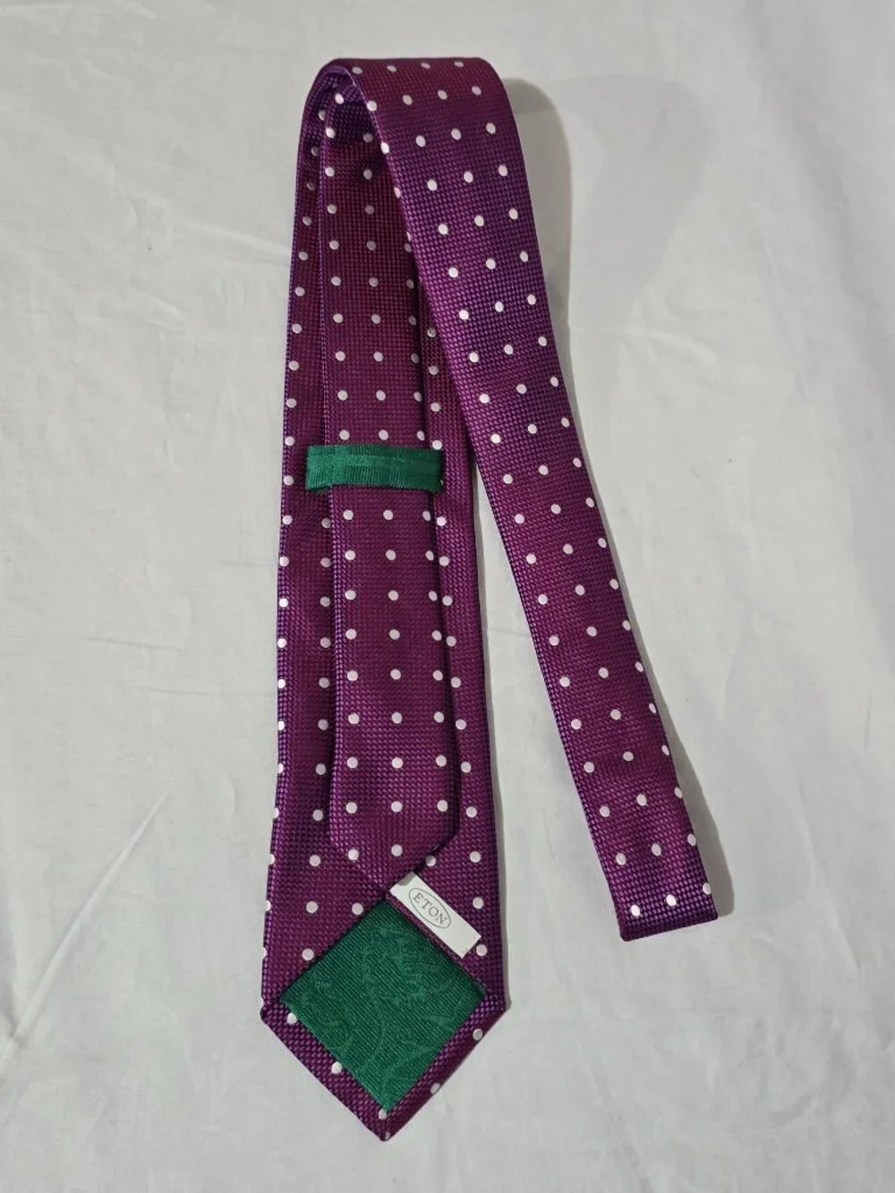 Eton Made in England 100% Silk Necktie - Purple White Dot